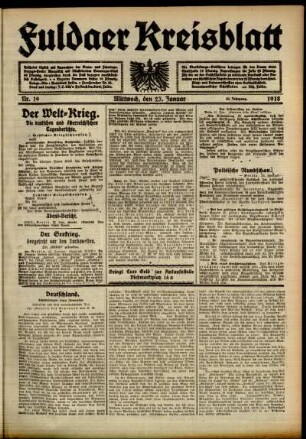 Ausgabe vom Mittwoch, den 23. Januar 1918.