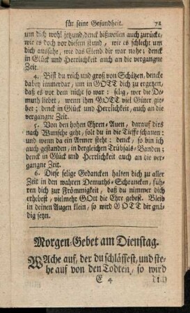 Morgen-Gebet am Dienstag.