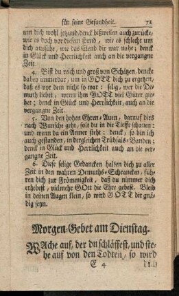 Morgen-Gebet am Dienstag.