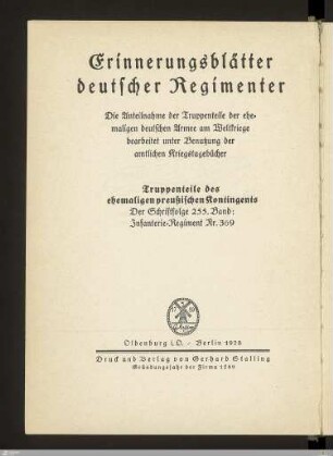 Geschichte des Infanterie-Regiments Nr. 369 : bearbeitet auf Grund der Kriegsakten im Reichsarchiv