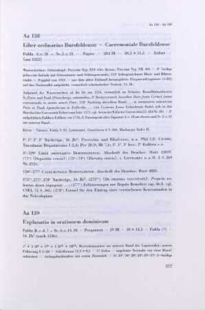 Aa 138. Liber ordinarius Bursfeldensis, Caeremoniale Bursfeldense