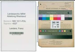 Entnazifizierung Franz Lenders , geb. 06.03.1909 (Polizei Beamter)