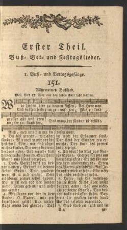 Erster Theil. Buß- Bet- und Festtagslieder