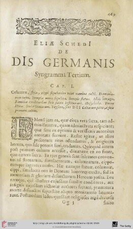 Eliae SchedI, de dis germanis. Syngramma tertium