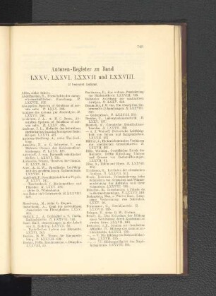 Autoren-Register zu Band LXXV, LXXVI, LXXVII und LXXVIII.