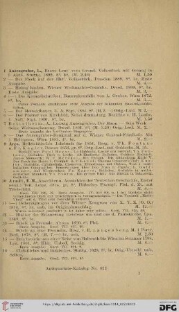 (Anzengruber - Görres) (Nr. 1 - 331)