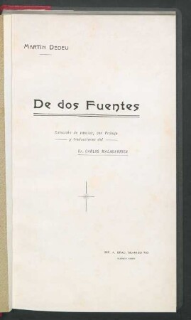 De dos fuentes : colección de poesías