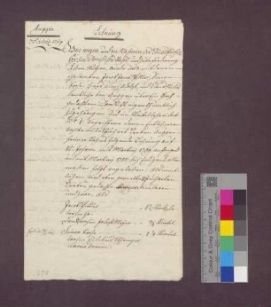 Jakob Spittler und Genossen reversieren gegenüber dem Domstift Basel über Reben zu Auggen.