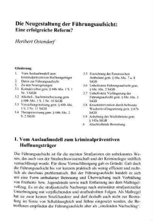 405-416, Die Neugestaltung der Führungsaufsicht: Eine erfolgreiche Reform?