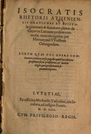 Orationes et epistolae