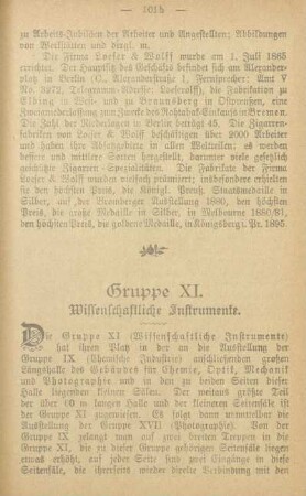 Gruppe XI. Wissenschaftliche Instrumente