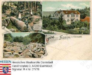 Odenwald, Felsenmeer bei Reichenbach / Ansicht von Felsenmeer, Riesensäule und Hotel Felsberg / Grußpostkarte