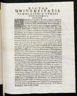 Rector Universitatis Scholasticae Studii Tubingensis Lectoribus Salutem : Audivistis haud ita pridem, Pontificiae religioni nuntium ...