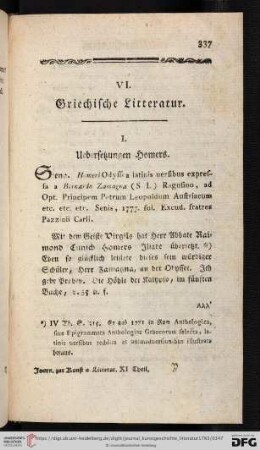 VI. Griechische Litteratur