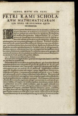 Petri rami scholarum mathematicarum. Lib. XXXI.