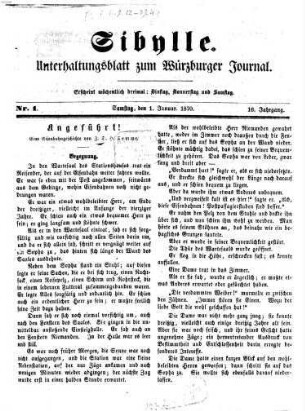 Sibylle : Unterhaltungsblatt zum Würzburger Journal. 1870