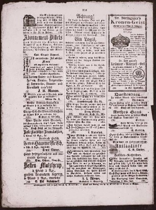 Sächs. Dampfschifffahrt, Anzeiger der Meißner Kartenverkaufsstelle, 1866