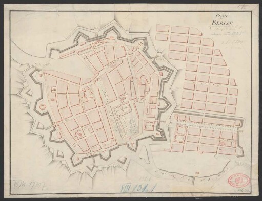 Plan de Berlin : Résidence du Roi de Prusse situé sur le Sprée