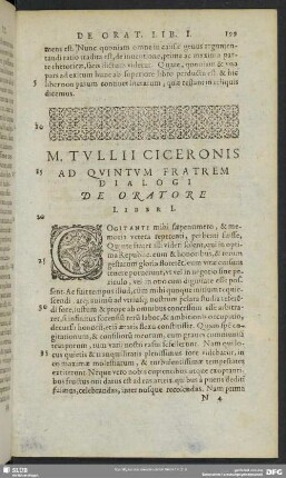 M. Tullii Ciceronis Ad Quintum Fratrem Dialogi De Oratore Liber I.