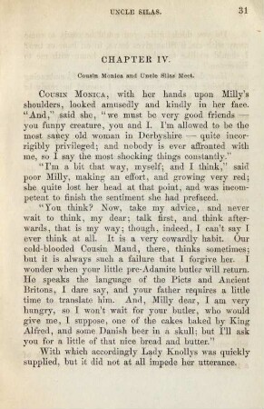 Chapter IV. Cousin Monica and Uncle Silas meet