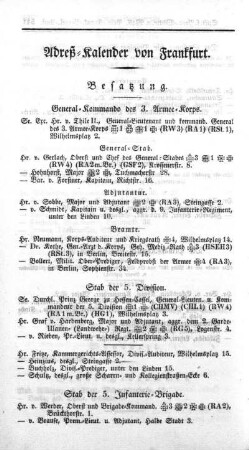 Adreß-Kalender von Frankfurt