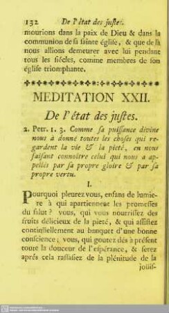Meditation XXII. De l' état des justes