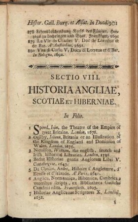 Sectio VIII. Historia Angliae, Scotiae Et Hiberniae