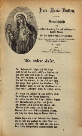 Herz-Mariä-Blüthen : Monatschr. für Beförderung d. Marienverehrung ; Organ d. Bruderschaften vom Herzen Mariä u. d. Engelkönigin, 2. 1875
