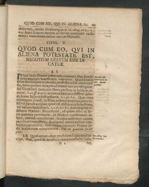 Titul. V. Quod Cum Eo, Qui In Aliena Potestate Est, Negotium Gestum Esse Dicatur
