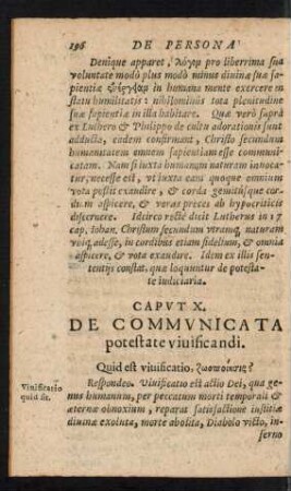 Caput X. De Communicata potestate vivificandi.