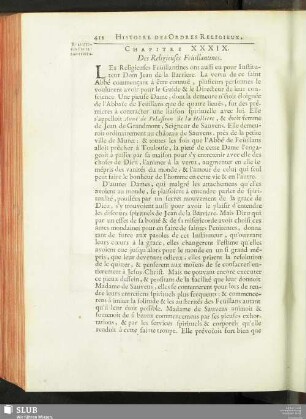 Chapitre XXXIX. Des Religieuses Feüillantines