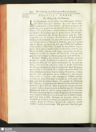 Chapitre XXXIX. Des Religieuses Feüillantines