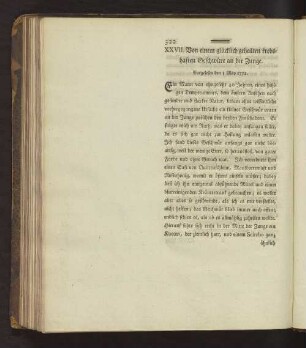 XXVII. Von einem glücklich geheilten krebshaften Geschwüre an der Zunge