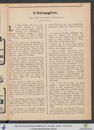 L'étrangère. Conte inédit des Temps Préhistoriques.
