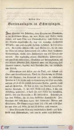 Ueber die Gartenanlagen in Schwetzingen (mit Tafeln)