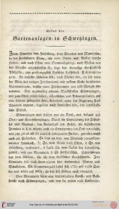 Ueber die Gartenanlagen in Schwetzingen (mit Tafeln)