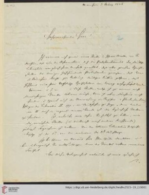 Briefe von Friedrich Daniel Bassermann an Georg Gottfried Gervinus: Brief von Friedrich Daniel Bassermann an Georg Gottfried Gervinus