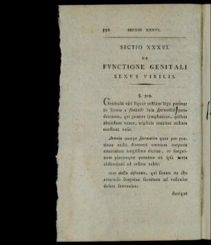 Sectio XXXVI. De Functione Genitalis Sexus Virilis