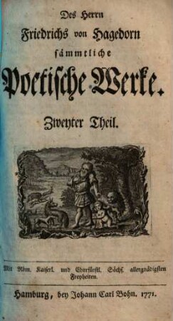 Des Herrn Friedrichs von Hagedorn Sämmtliche poetische Werke : In dreyen Theilen, 2