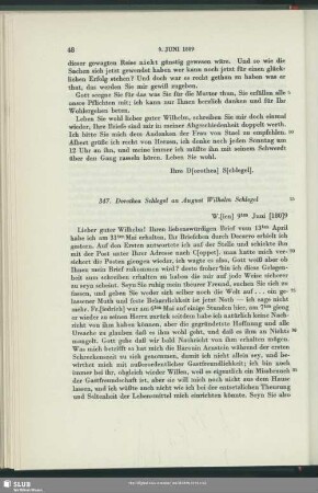 Dorothea von Schlegel an August Wilhelm von Schlegel, Wien, 09.06.1809