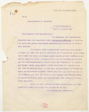 Brief an Ignaz Waghalter : 19.09.1921