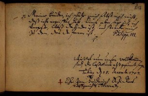 Schickard, Christian Friedrich. Tübingen, 15.12.1703.