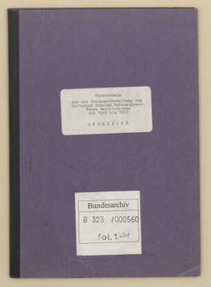 "Verzeichnis der der Treuhandverwaltung bekannt gewordenen Restitutionen von 1945 bis 1962": Indexband mit einem Vorwort von Dr. Bernhard Hoffmann, Erläuterungen der Abkürzungen und Zusammenfassung der in den Bänden aufgeführten Restitutionen und Rückgaben