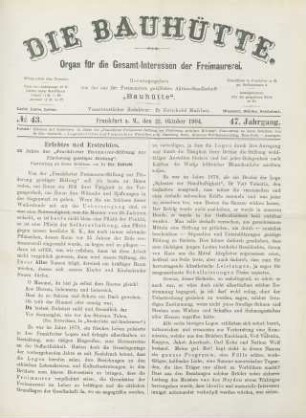 No. 43. Frankfurt a. M., den 22. Oktober 1904. 47. Jahrgang.
