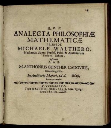 Analecta Philosophiae Mathematicae