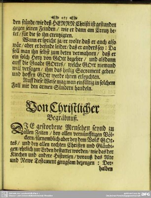 Von Christlicher Begräbnuß
