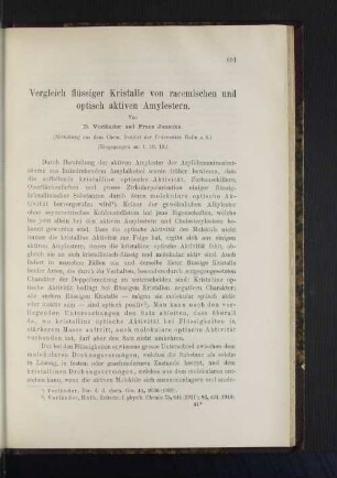 Vergleich flüssiger Kristalle von racemischen und optisch aktiven Amylestern.