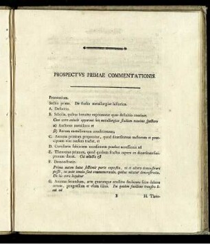 Prospectus Primae Commentationis.