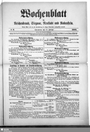 Wochenblatt für Reichenbrand, Siegmar, Neustadt und Rabenstein