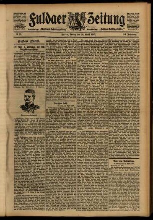 Erste Ausgabe vom Freitag, den 26. April 1907.